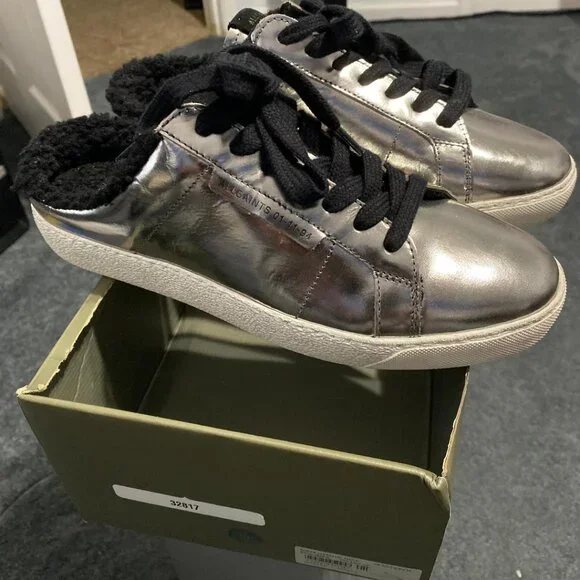ALLSAINTS Women's Sheer Metallic Sneaker Mules missing lid - Picture 9 of 9